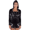 Black Cat Face Long Sleeve Hooded T-shirt View1