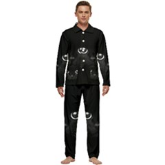 Black Cat Face Men s Long Sleeve Velvet Pocket Pajamas Set by Cemarart
