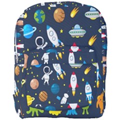 Big Set Cute Astronauts Space Planets Stars Aliens Rockets Ufo Constellations Satellite Moon Rover Full Print Backpack