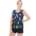 Big Set Cute Astronauts Space Planets Stars Aliens Rockets Ufo Constellations Satellite Moon Rover Bubble Hem Chiffon Tank Top View1