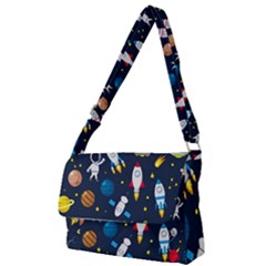 Big Set Cute Astronauts Space Planets Stars Aliens Rockets Ufo Constellations Satellite Moon Rover Full Print Messenger Bag (s) by Cemarart