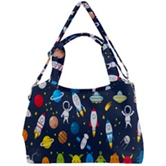 Big Set Cute Astronauts Space Planets Stars Aliens Rockets Ufo Constellations Satellite Moon Rover Double Compartment Shoulder Bag