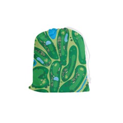Golf Course Par Golf Course Green Drawstring Pouch (medium) by Cemarart