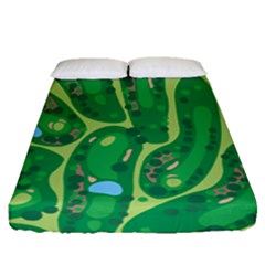 Golf Course Par Golf Course Green Fitted Sheet (queen Size) by Cemarart