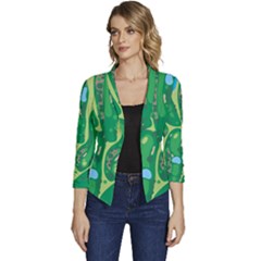 Golf Course Par Golf Course Green Women s Casual 3/4 Sleeve Spring Jacket by Cemarart