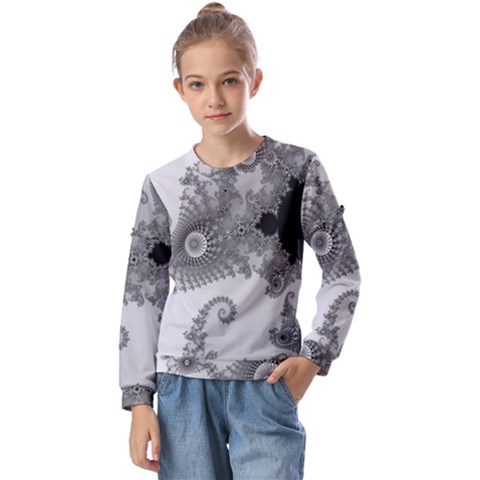 Males Mandelbrot Abstract Almond Bread Kids  Long Sleeve T-shirt With Frill  by Cemarart