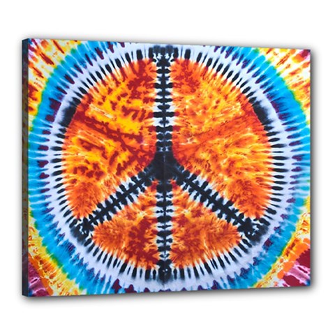 Tie Dye Peace Sign Canvas 24  x 20  (Stretched)