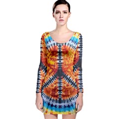 Tie Dye Peace Sign Long Sleeve Bodycon Dress