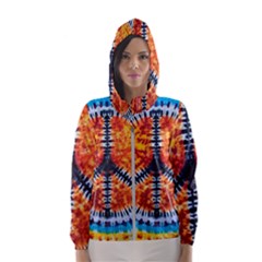 Tie Dye Peace Sign Women s Hooded Windbreaker