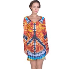 Tie Dye Peace Sign Long Sleeve Nightdress