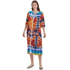 Tie Dye Peace Sign Women s Cotton 3/4 Sleeve Night Gown by Cemarart