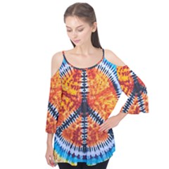 Tie Dye Peace Sign Flutter Sleeve T-shirt 