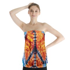 Tie Dye Peace Sign Strapless Top