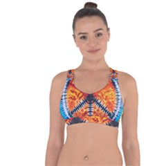 Tie Dye Peace Sign Cross String Back Sports Bra by Cemarart