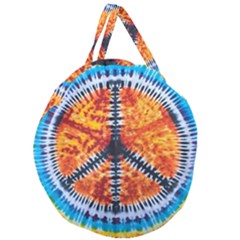 Tie Dye Peace Sign Giant Round Zipper Tote