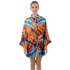 Tie Dye Peace Sign Long Sleeve Satin Kimono