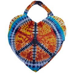 Tie Dye Peace Sign Giant Heart Shaped Tote