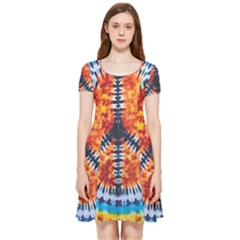 Tie Dye Peace Sign Inside Out Cap Sleeve Dress