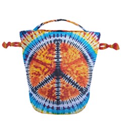 Tie Dye Peace Sign Drawstring Bucket Bag