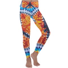 Tie Dye Peace Sign Kids  Lightweight Velour Classic Yoga Leggings