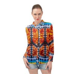 Tie Dye Peace Sign Long Sleeve Chiffon Shirt