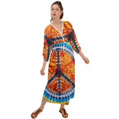 Tie Dye Peace Sign Grecian Style  Maxi Dress