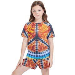 Tie Dye Peace Sign Kids  T-Shirt And Sports Shorts Set