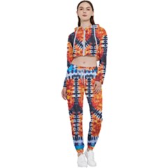 Tie Dye Peace Sign Cropped Zip Up Lounge Set