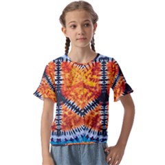 Tie Dye Peace Sign Kids  Cuff Sleeve Scrunch Bottom T-Shirt