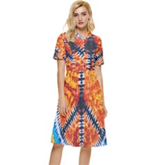 Tie Dye Peace Sign Button Top Knee Length Dress