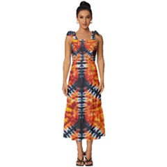 Tie Dye Peace Sign Tie-Strap Tiered Midi Chiffon Dress