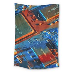 Gray Circuit Board Electronics Electronic Components Microprocessor Large Tapestry