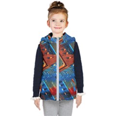 Gray Circuit Board Electronics Electronic Components Microprocessor Kids  Hooded Puffer Vest
