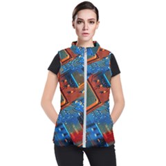 Gray Circuit Board Electronics Electronic Components Microprocessor Women s Puffer Vest by Cemarart