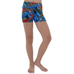 Gray Circuit Board Electronics Electronic Components Microprocessor Kids  Lightweight Velour Yoga Shorts
