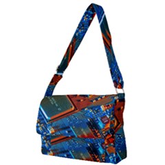 Gray Circuit Board Electronics Electronic Components Microprocessor Full Print Messenger Bag (l) by Cemarart