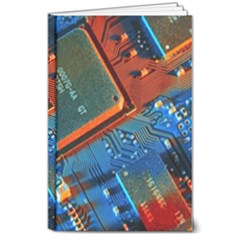 Gray Circuit Board Electronics Electronic Components Microprocessor 8  X 10  Hardcover Notebook by Cemarart