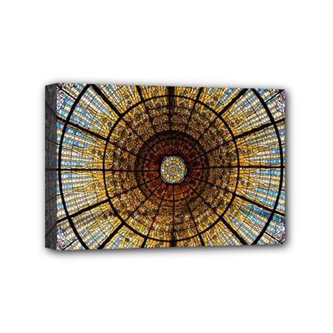 Barcelona Stained Glass Window Mini Canvas 6  x 4  (Stretched)