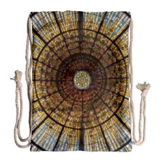 Barcelona Stained Glass Window Drawstring Bag (large) by Cemarart