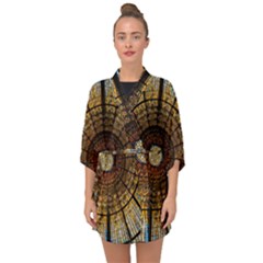 Barcelona Stained Glass Window Half Sleeve Chiffon Kimono by Cemarart