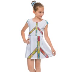 Flourish Decorative Peace Sign Kids  Cap Sleeve Dress