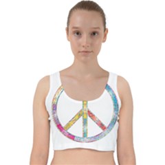 Flourish Decorative Peace Sign Velvet Racer Back Crop Top