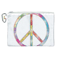 Flourish Decorative Peace Sign Canvas Cosmetic Bag (xl) by Cemarart