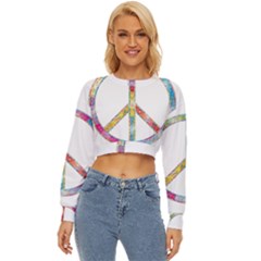 Flourish Decorative Peace Sign Lightweight Long Sleeve Sweatshirt by Cemarart