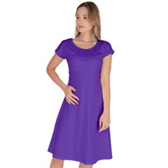 Ultra Violet Purple Classic Short Sleeve Dress