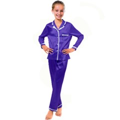 Ultra Violet Purple Kids  Satin Long Sleeve Pajamas Set by bruzer