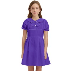 Ultra Violet Purple Kids  Bow Tie Puff Sleeve Dress