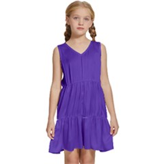 Ultra Violet Purple Kids  Sleeveless Tiered Mini Dress by bruzer