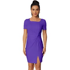 Ultra Violet Purple Fitted Knot Split End Bodycon Dress by bruzer