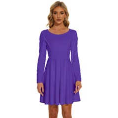 Ultra Violet Purple Long Sleeve Wide Neck Velvet Dress by bruzer